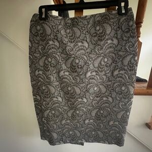 Ann Taylor Silver Lace Pencil Skirt